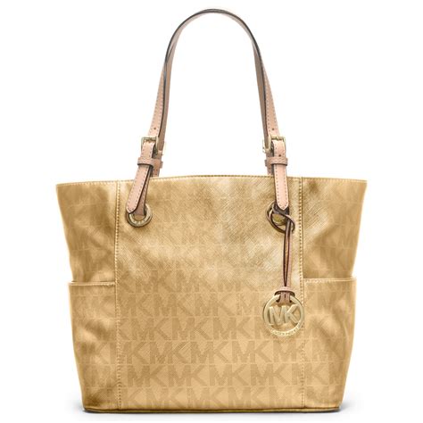 michael kors gold barrel bag|Michael Kors large gold tote.